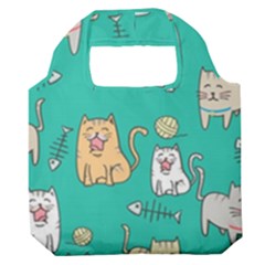 Seamless Pattern Cute Cat Cartoon With Hand Drawn Style Premium Foldable Grocery Recycle Bag by Grandong