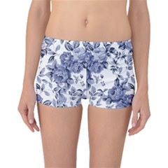 Blue Vintage Background Background With Flowers, Vintage Boyleg Bikini Bottoms by nateshop