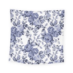 Blue Vintage Background Background With Flowers, Vintage Square Tapestry (small) by nateshop