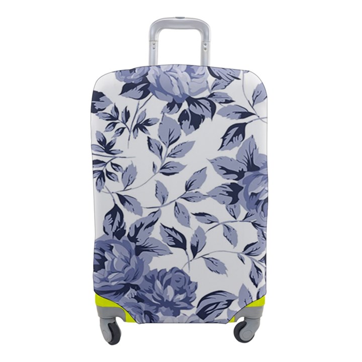 Blue Vintage Background Background With Flowers, Vintage Luggage Cover (Small)