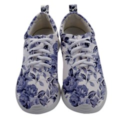 Blue Vintage Background Background With Flowers, Vintage Women Athletic Shoes by nateshop