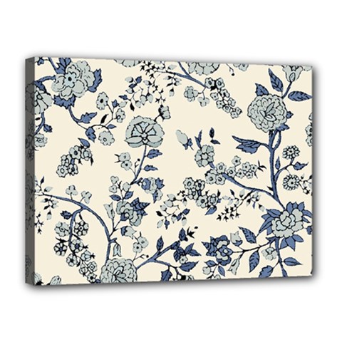 Blue Vintage Background, Blue Roses Patterns, Retro Canvas 16  X 12  (stretched) by nateshop