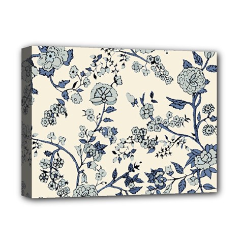 Blue Vintage Background, Blue Roses Patterns, Retro Deluxe Canvas 16  X 12  (stretched)  by nateshop