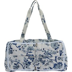 Blue Vintage Background, Blue Roses Patterns, Retro Multi Function Bag