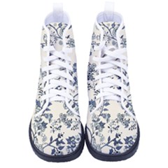 Blue Vintage Background, Blue Roses Patterns, Retro Men s High-top Canvas Sneakers by nateshop