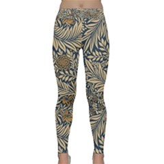 Brown Vintage Background Vintage Floral Pattern, Brown Classic Yoga Leggings by nateshop