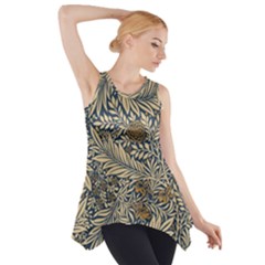 Brown Vintage Background Vintage Floral Pattern, Brown Side Drop Tank Tunic by nateshop