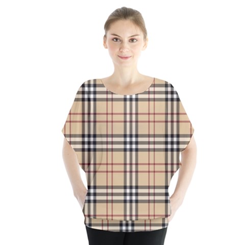 Burberry, Checker, Clothes, Fashion, Pattern Batwing Chiffon Blouse by nateshop