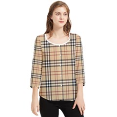 Burberry, Checker, Clothes, Fashion, Pattern Chiffon Quarter Sleeve Blouse by nateshop