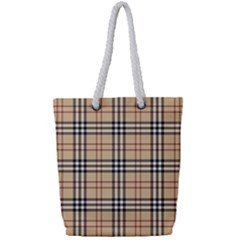 Burberry, Checker, Clothes, Fashion, Pattern Full Print Rope Handle Tote (small) by nateshop