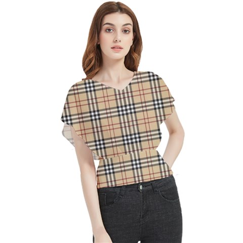 Burberry, Checker, Clothes, Fashion, Pattern Butterfly Chiffon Blouse by nateshop