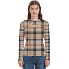 Burberry, Checker, Clothes, Fashion, Pattern Women s Cut Out Long Sleeve T-shirt