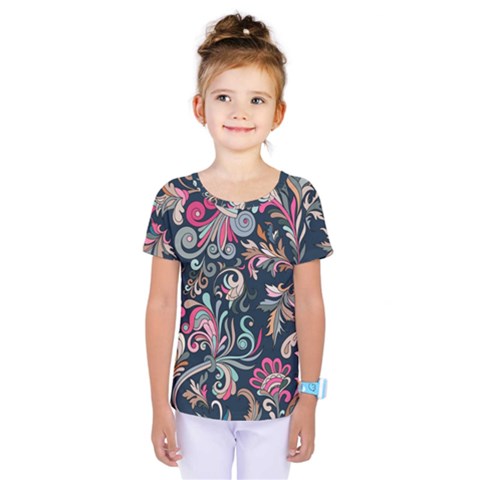 Coorful Flowers Pattern Floral Patterns Kids  One Piece T-shirt by nateshop