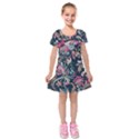 Coorful Flowers Pattern Floral Patterns Kids  Short Sleeve Velvet Dress View1