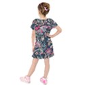 Coorful Flowers Pattern Floral Patterns Kids  Short Sleeve Velvet Dress View2