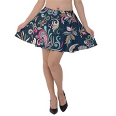 Coorful Flowers Pattern Floral Patterns Velvet Skater Skirt by nateshop