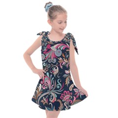 Coorful Flowers Pattern Floral Patterns Kids  Tie Up Tunic Dress by nateshop