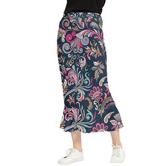 Coorful Flowers Pattern Floral Patterns Maxi Fishtail Chiffon Skirt by nateshop