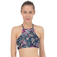 Coorful Flowers Pattern Floral Patterns Halter Bikini Top by nateshop