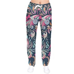 Coorful Flowers Pattern Floral Patterns Women Velvet Drawstring Pants by nateshop