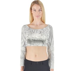 Damask, Desenho, Flowers, Gris Long Sleeve Crop Top by nateshop