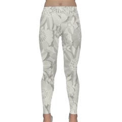 Damask, Desenho, Flowers, Gris Classic Yoga Leggings by nateshop