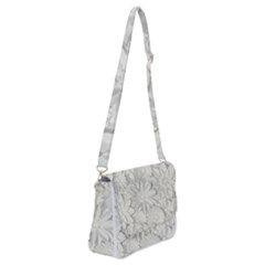 Damask, Desenho, Flowers, Gris Shoulder Bag With Back Zipper by nateshop