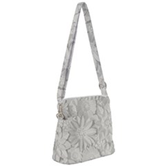 Damask, Desenho, Flowers, Gris Zipper Messenger Bag by nateshop