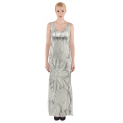 Damask, Desenho, Flowers, Gris Thigh Split Maxi Dress by nateshop