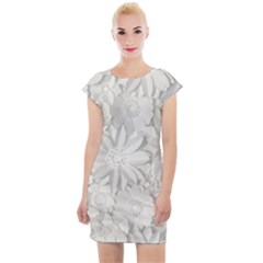 Damask, Desenho, Flowers, Gris Cap Sleeve Bodycon Dress by nateshop