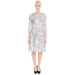 Damask, Desenho, Flowers, Gris Wrap Up Cocktail Dress