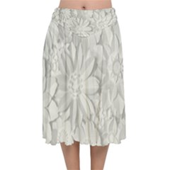 Damask, Desenho, Flowers, Gris Velvet Flared Midi Skirt by nateshop