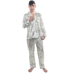 Damask, Desenho, Flowers, Gris Men s Long Sleeve Satin Pajamas Set by nateshop