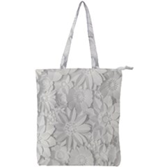 Damask, Desenho, Flowers, Gris Double Zip Up Tote Bag