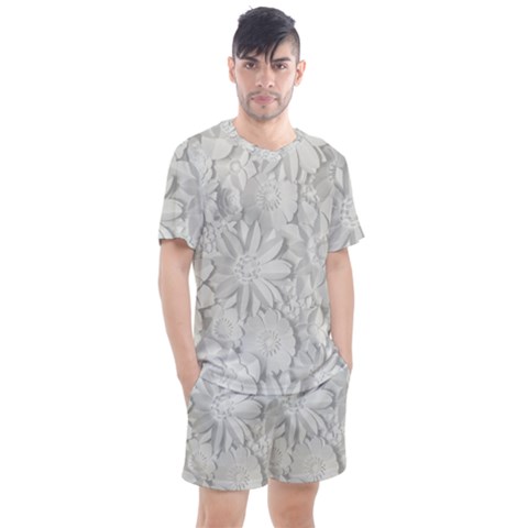 Damask, Desenho, Flowers, Gris Men s Mesh T-shirt And Shorts Set by nateshop