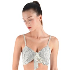 Damask, Desenho, Flowers, Gris Woven Tie Front Bralet by nateshop