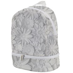 Damask, Desenho, Flowers, Gris Zip Bottom Backpack by nateshop