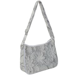 Damask, Desenho, Flowers, Gris Zip Up Shoulder Bag by nateshop