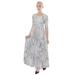 Damask, Desenho, Flowers, Gris Half Sleeves Maxi Dress by nateshop