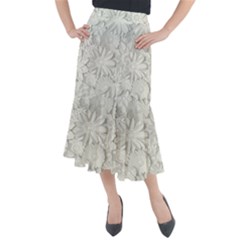 Damask, Desenho, Flowers, Gris Midi Mermaid Skirt by nateshop