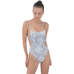 Damask, Desenho, Flowers, Gris Tie Strap One Piece Swimsuit by nateshop