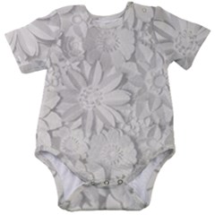 Damask, Desenho, Flowers, Gris Baby Short Sleeve Bodysuit by nateshop