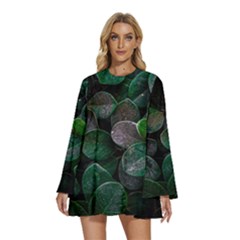 Dark Nature , Nature, Edeg Round Neck Long Sleeve Bohemian Style Chiffon Mini Dress by nateshop