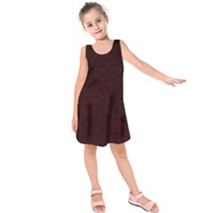 Dark Red Floral Lace, Dark Red, Flowers, Pattern, Romance Kids  Sleeveless Dress