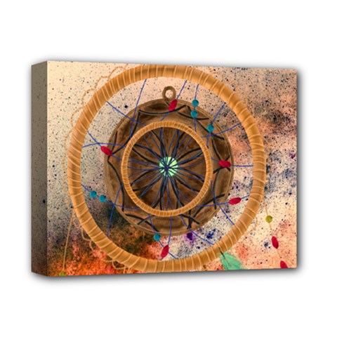 Dreamcatcher, Abstract, Colorful, Colors, Dream, Golden, Vintage Deluxe Canvas 14  X 11  (stretched) by nateshop