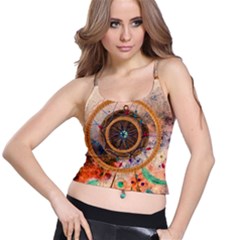 Dreamcatcher, Abstract, Colorful, Colors, Dream, Golden, Vintage Spaghetti Strap Bra Top by nateshop