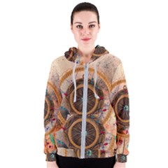 Dreamcatcher, Abstract, Colorful, Colors, Dream, Golden, Vintage Women s Zipper Hoodie