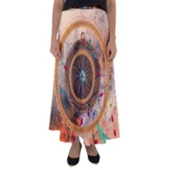 Dreamcatcher, Abstract, Colorful, Colors, Dream, Golden, Vintage Flared Maxi Skirt by nateshop