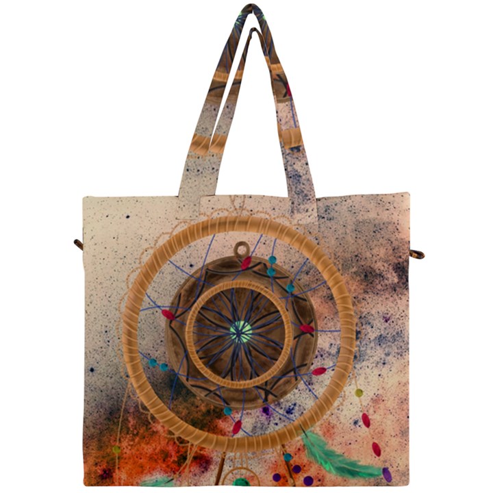 Dreamcatcher, Abstract, Colorful, Colors, Dream, Golden, Vintage Canvas Travel Bag