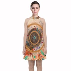 Dreamcatcher, Abstract, Colorful, Colors, Dream, Golden, Vintage Velvet Halter Neckline Dress  by nateshop